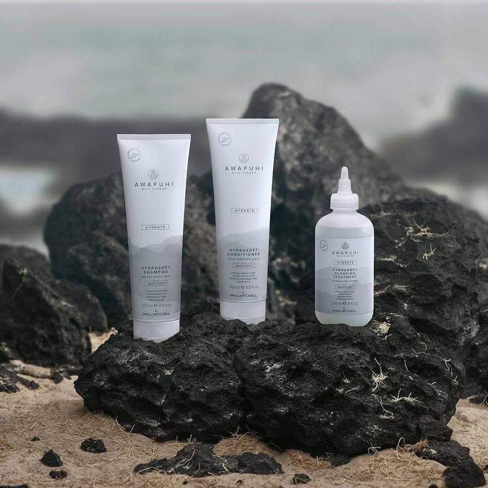 Набор Paul Mitchell Awapuhi Wild Ginger HydraSoft на вулканических камнях у моря